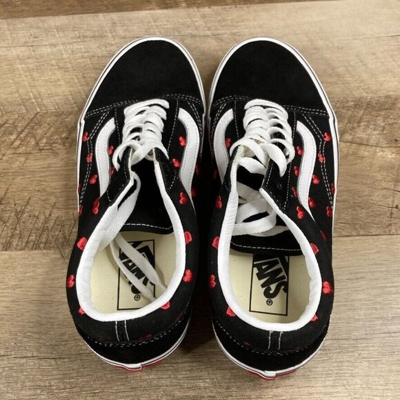 VANS Old Skool Hearts Love Black Red White RARE Shoes Sneakers Womens 8 NEW - Picture 6 of 9